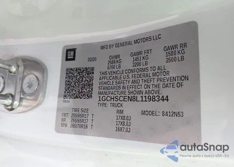 2020 Chevrolet Colorado 2Wd Long Box Lt from USA, damaged, VIN 1GCHSCEN8L1198344